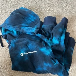 CHAMPION BLUE TYE DYE HOODIE | SIZE XXL ( RUNS SMALL)